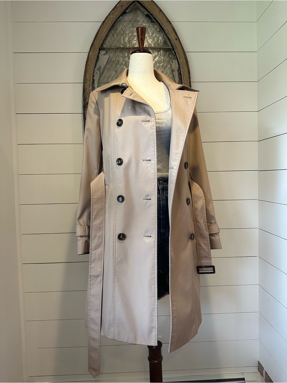 Calvin Klein Trench Coat Classic Double-Breasted Tan 90’s - Picture 7 of 12